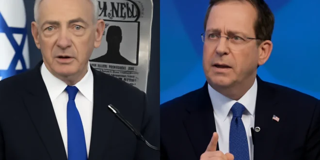 Imagem horizontal 16:9 representando o Mandado de prisão do TPI contra Netanyahu, Herzog e Israel em Davos, sem textos escritos