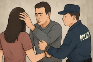 Imagem representando homem sendo preso por importunação, passando a mão no cabelo de vítimas no PI, polícia envolvida