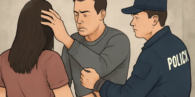 Imagem representando homem sendo preso por importunação, passando a mão no cabelo de vítimas no PI, polícia envolvida