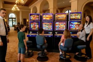 Imagem do resort Toffoli com cassino, máquinas e crianças em Ribeirão Claro, ilustrando situação polêmica relacionada ao resort toffoli tem cassino