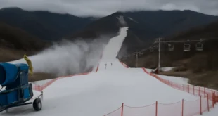 Imagem representando inverno mais ameno ameaça Jogos Olímpicos de Inverno com neve artificial e inverno instável, sem textos escritos.