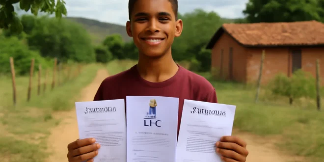 Imagem de capa horizontal 16:9 mostrando jovem do Ceará conquista vaga na UFC e duas faculdades, símbolo de conquista rural