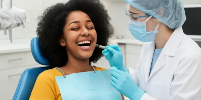 Imagem horizontal 16:9 ilustrando universidade oferecendo atendimentos odontológicos gratuitos em Salvador, sem textos escritos