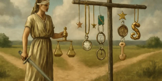 Imagem horizontal 16:9 representando justiça na encruzilhada dos penduricalhos após ação de Dino e votação do Congresso, destacando a palavra-chave justiça encruzilhada penduricalhos após.