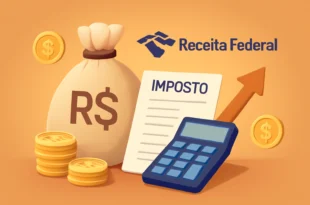 Imagem de capa com representação da arrecadação de impostos bate recorde na Receita Federal