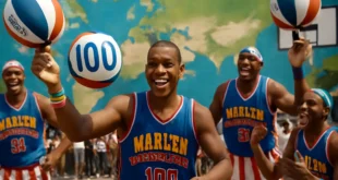 Imagem de capa 16:9 representando os Harlem Globetrotters completam 100, mostrando diversão e basquete conquistando o mundo todo