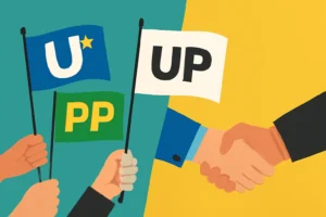 Capa horizontal representando a federação união PP abre mão da sigla UP para aprovação pelo TSE em março, símbolo de união política
