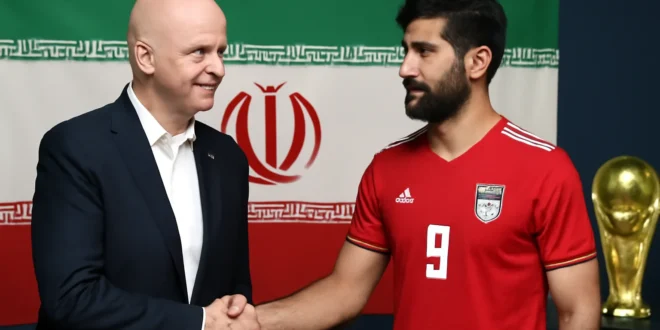 Imagem horizontal 16:9 representando a confirmação de que Irã estará na Copa do Mundo, destacando o país e o tema das tensões, com a palavra-chave 'irã estará copa do mundo'