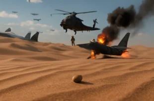 Imagem de capa mostrando um grão de areia no deserto, relacionando-se à operação da CIA envolvendo resgate de pilotos e milhares de aeronaves.